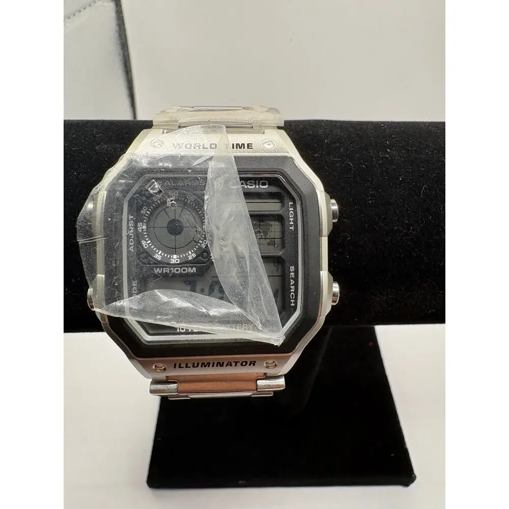 Casio Digital Illuminator Watch Silver and Black AE1200WHD-1A